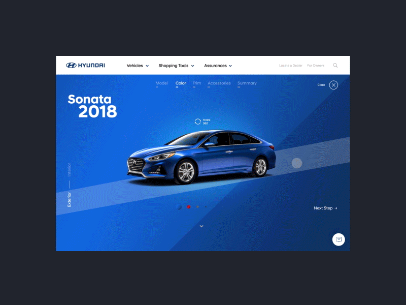 Hyundai website UX animation cars hyundai ux website