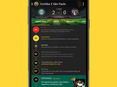 Narração Footstats android app mobile soccer stats