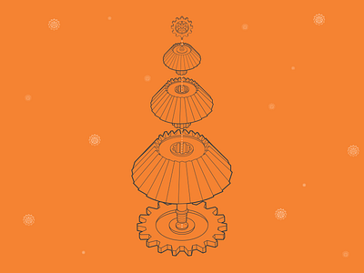 Gorilla 76 Christmas illustration 2017 b2b christmas christmas card christmas tree design flat gear geometric holiday illustration industrial isometric manufacturing snowflake vector
