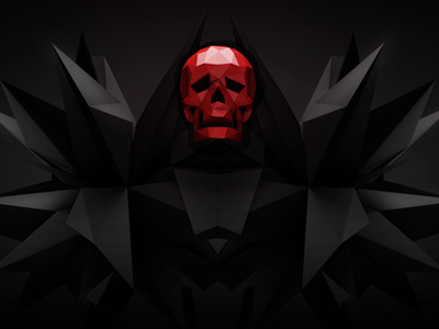 Red Skull Dribbble 3d c4d dark low poly red skull wallpaper