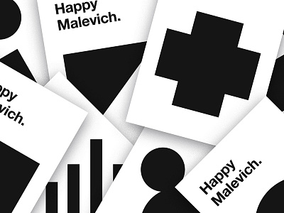 Happy Malevich black geometric graphic kazimir malevich poster white