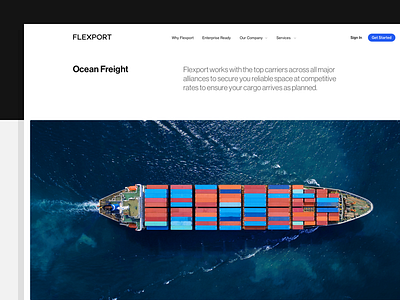 flexport.com branding cargo logistics neue haas grotesk ocean freight shipping