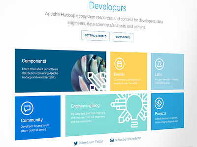 Cloudera Website - Developers big data boxy clean community developers engineers enterprise grid hadoop light software website