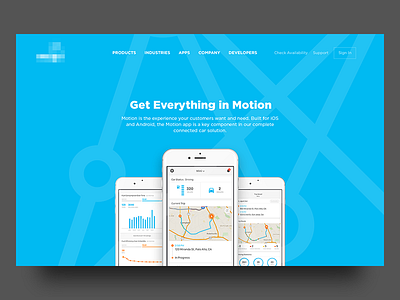 Connected Car App Page Design android app automotive car clean connected drive ios motion nodes spokes website