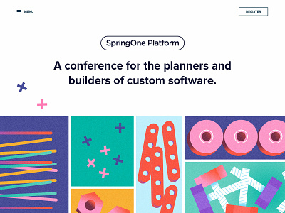 SpringOne Platform Exploration austin bits bright builders built coders colorful conference enterprise grid illustration kit pivotal spring toys website