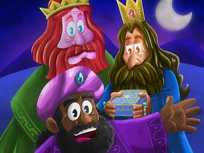 Reyes Magos children book illustration childrens illustration kings postcard reyes magos wizard kings wizards