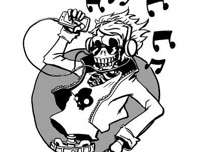 Skullcandy dance headphones music notes rhythm rock skeleton skull skullcandy
