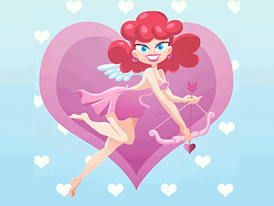 Valentine animated animation cupid girl heart love motion pink pinup pretty