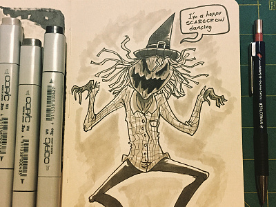 Inktober day 30 halloween inktober monster scarecrow sketch