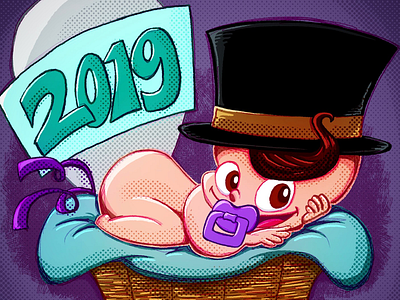 Happy New Year 2019 2019 baby character design drawing illustration new year