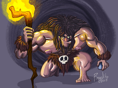 Caveman caveman cdc characterdesign digitalart fire illustration