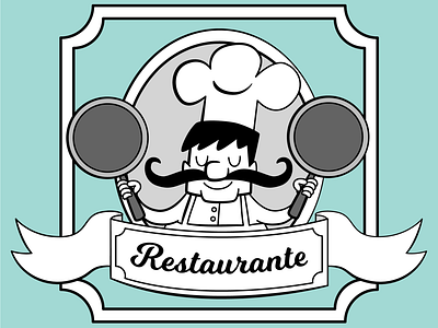 Restaurant cartoon character chef cuisine food frame iconic restaurant vector