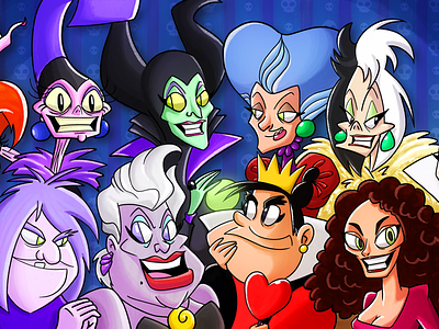 Evil Disney Ladies cartoon comic art disney illustration villains