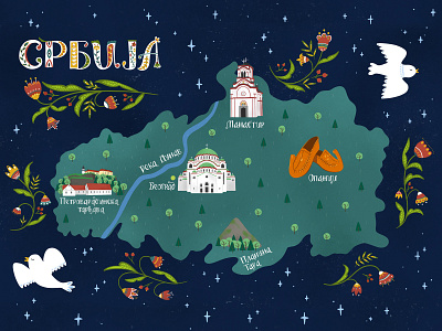 Serbia map detailed illustraion illustration art illustrator map map illustration media tourism typography