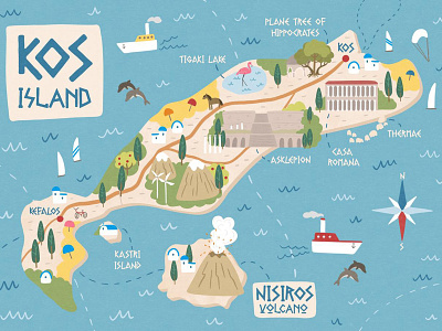 Tourist Map Of Kos Kos Island Map By Tanya Keiko On Dribbble