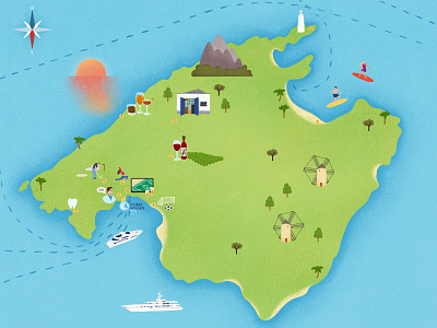Map of Mallorca illustration | Navigation map with landmarks design detailed illustration illustration art illustrator map map illustration media navigation tourism