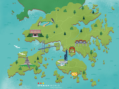 Hong Kong illustrated map design detailed illustration illustration art illustrator map map illustration media navigation tourism