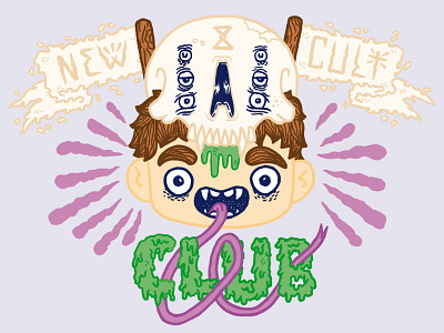 💜🏴💀 New Cult Club 💀🏴💜 burp club cult cute gross illustration new occult occultism skull