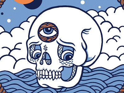 ☁️🌊💀🌊☁️ Vanité ☁️🌊💀🌊☁️ bold colorcloud illustration sea skull thirdeye vanity vanité wave