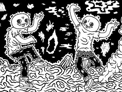 💀👯‍♂️💀 Dance of the Dead 💀👯‍♂️💀 black cartoon comic crane dance danse dead draw drawing mort white