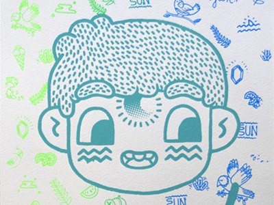 💙🍏💙 Coucou 💙🍏💙 cartoon character comic coucou head illustration scrennprint silkscreen