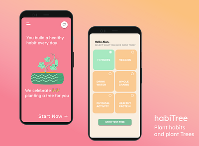 habiTree design habit tracker minimal mobile app ui ux