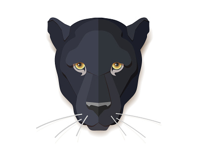 Black panther paper face animal cat character design graphic design panther paper cut portrait