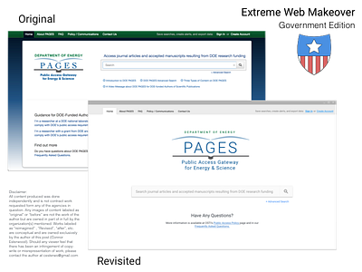 PAGES Landing - Revisited .gov database extreme web makeover search web