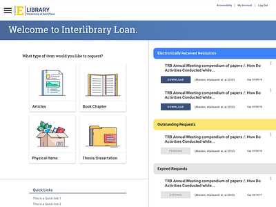 Interlibrary Loan Interface ill landing library material opac search university