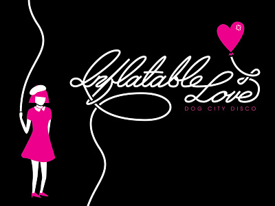 Inflatable Love design fun handwritten illustration lettering script t shirt