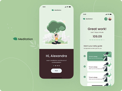 Meditation - mobile app design app design figma illustration logo meditation mobile relax sleep ui yoga