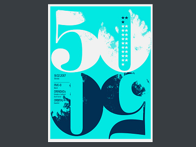 5050fest Poster Dribble music festival poster screenprint turning 50