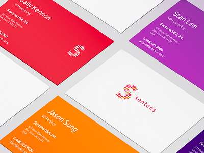 Sentons Corporate Identity business cards color palette logo design stationery design
