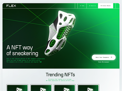 FLEX - Sneakers NFTs branding collection green identity logo nfts premium rare sneakers spatial ui web design web development