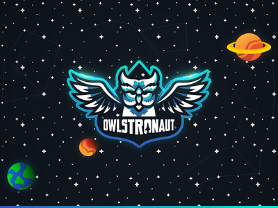 Owlstronaut astronaut blue branding client esports kenveloart mascot owl owlstronaut space sports