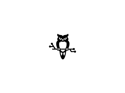 Owl technology black branding bw design icon kenvelo kenveloart logo minimal owl tech