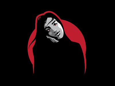 Illustration - Girl black design girl horror illustration logo red shadows vecor