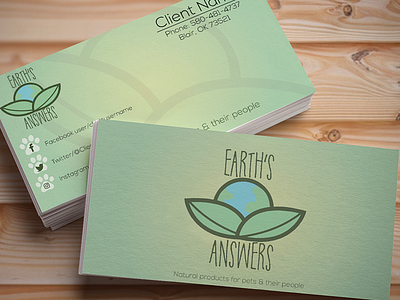 Earth's Answers Logo & Business Card Mockup business card design earths answers logo mockup organic