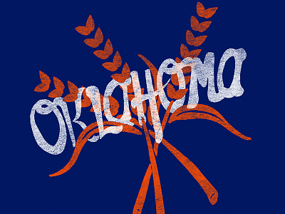 Oklahoma hand lettering logo oklahoma typography vintage wheat