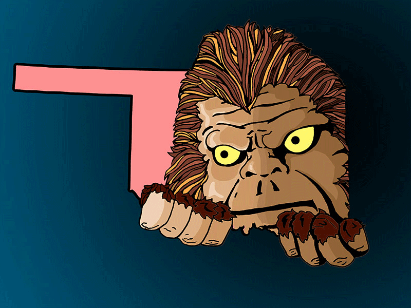 There's a Sasquatch in Oklahoma animate bigfoot color design drawing gif graphic hand illustration monster oklahoma sasquatch