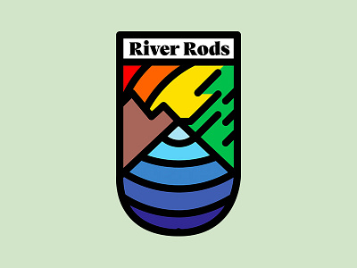 River Rods Fishing Gear branding design freelance fresh logo logo design minimal patch vector