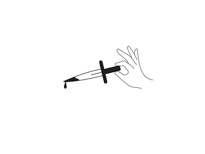 Pen is the sword black white clothing design design hand icon illustration ink inktober knife line art minimal sad