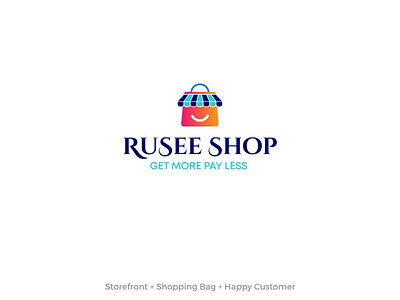 Rusee Shop branding illustration logo mark shopping typography vector