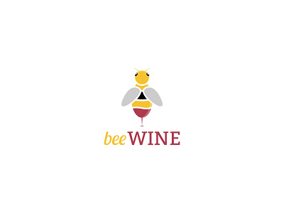 Bee Wine Logo Concept bee branding concept illustration logo mark typogaphy vector wine