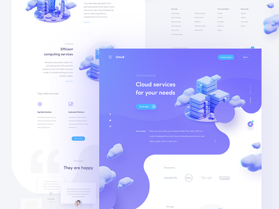 cloud services homepage clean grid homepage illustration landing layout minimal