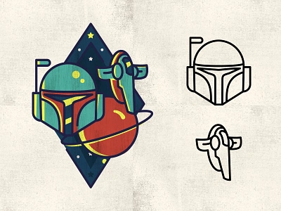 Boba Fett adobeillustrator boba fett icon illustration logo mandalorian monoline star wars the force vector