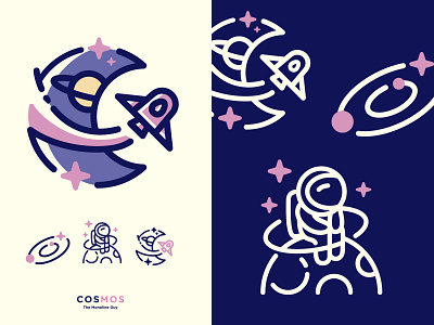 Cosmos branding design galaxy icon illustration logo moon planet process rocket space space guy