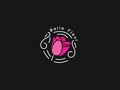 Belle Fleur On Black flower icon lines logo logo design pink shop