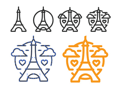 Lovers in Paris adventure branding case study design dribbble icon illustration logo logo design pro process shot