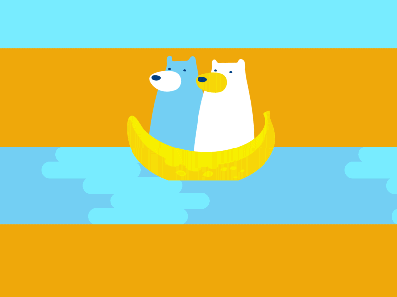 2 Bears 1 Banana 2d after effects animation flat illustration